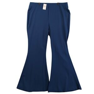 Ashley Stewart Wide Leg Pants Women 20 Estate Blu Flare Stretch Crepe 12536